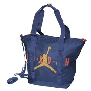 NEW Nike Air Jordan Tote Bag Jumpman Blue Yellow 13 inch Laptop Sack Gym Navy